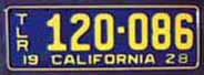 1928 California Trailer License Plate