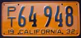 1932 California Trailer License Plate