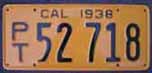 1938 California Trailer License Plate