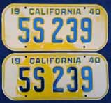 1940 California License Plates