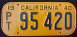 1940 California Trailer License Plate