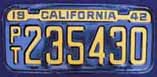 1942 California Trailer License Plate