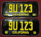 1951 California License Plates